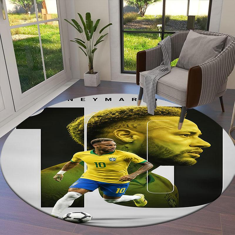 Neymar Jr Round Area Rug,Carpet Rug for Living Room Bedroom Sofa Playroom Decor,Non-slip Floor Mat