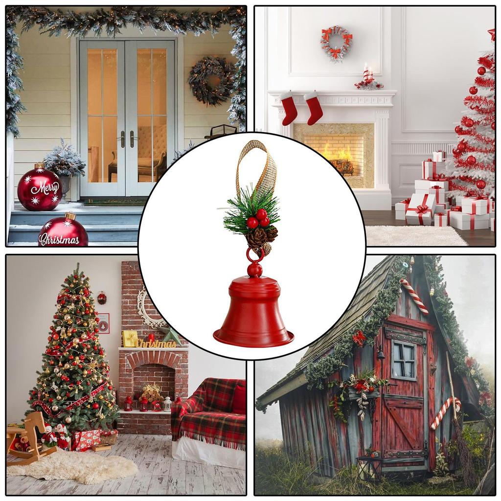Christmas Bell Ornaments Rustic Holiday Decoration Christmas Tree Pendants For Living Room Office Mantel Wall Window Sill