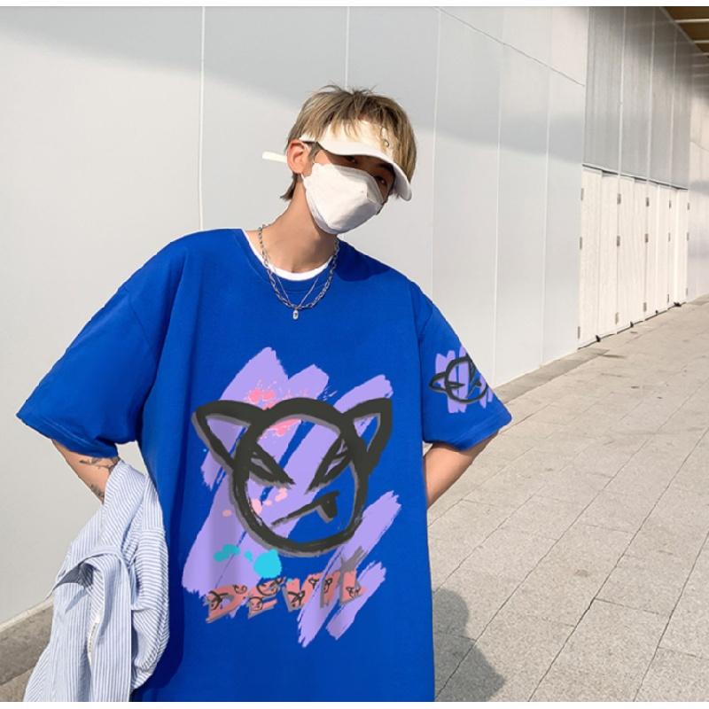 Męskie koszulki z krótkim rękawem list nadruk graficzny moda markowe koszulki dla mężczyzn odzież męska koszulka casual mężczyzna lato koreański Retro topy dla