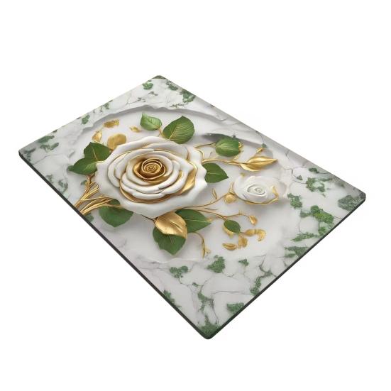 3D Visual Flower Rug Diatomaceous Earth Absorbent Bath Mat Floral Floor Mat with Non-Slip Backing for Entrance Kitchen Bathroom Shower