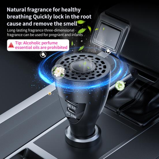 USB-C Car Charger Adapter with Aromatherapy Fast Charging Universal 2-in-1