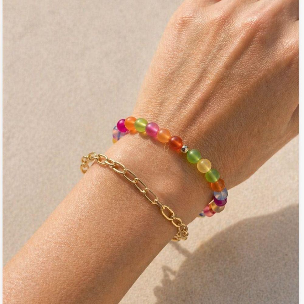 UV-reaktives Perlen-Halsketten-Armband-Set Katzenauge UV-reaktiver Choker Tägliches Tragen