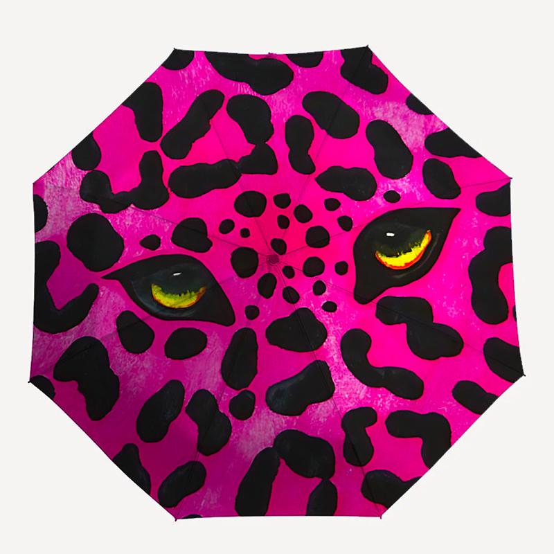 

Bold Leopard Print Auto Open Close Umbrella - Portable Folding Design, 8-Rib Iron Frame Outdoor Umbrella, Perfect Gift for Fans, Travelers,