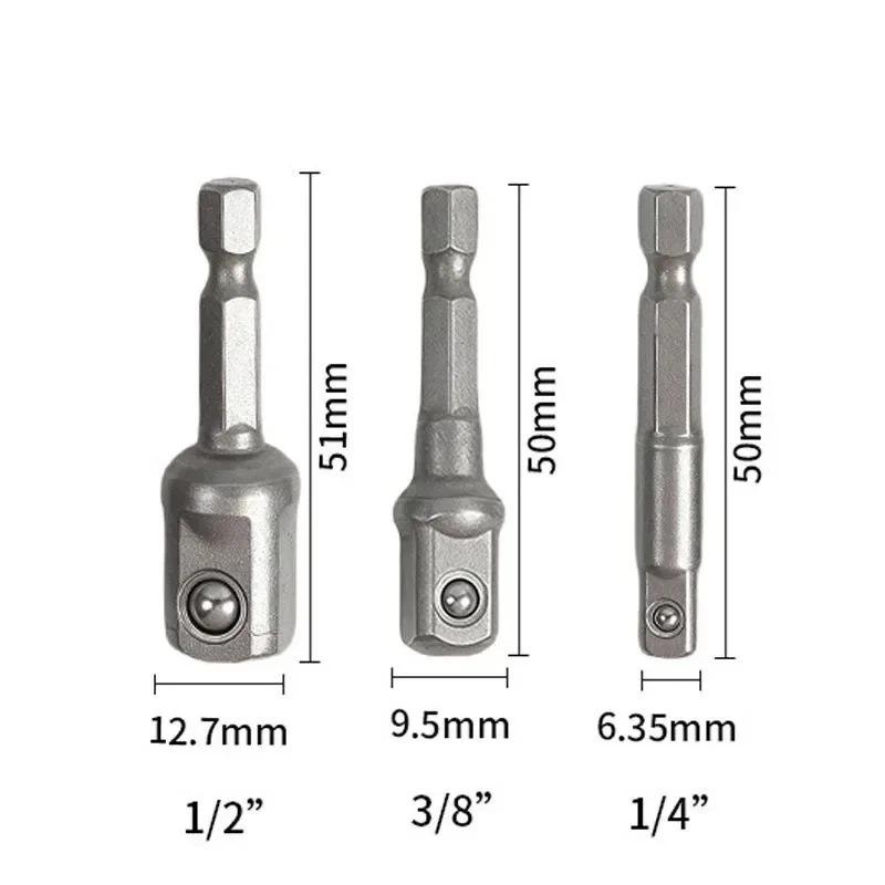 Adapte Natural Hexagonal Handle Extension Rod for 1/2 Screwdriver 3/8 Square Head 1/4 Socket Power Tool Accessories