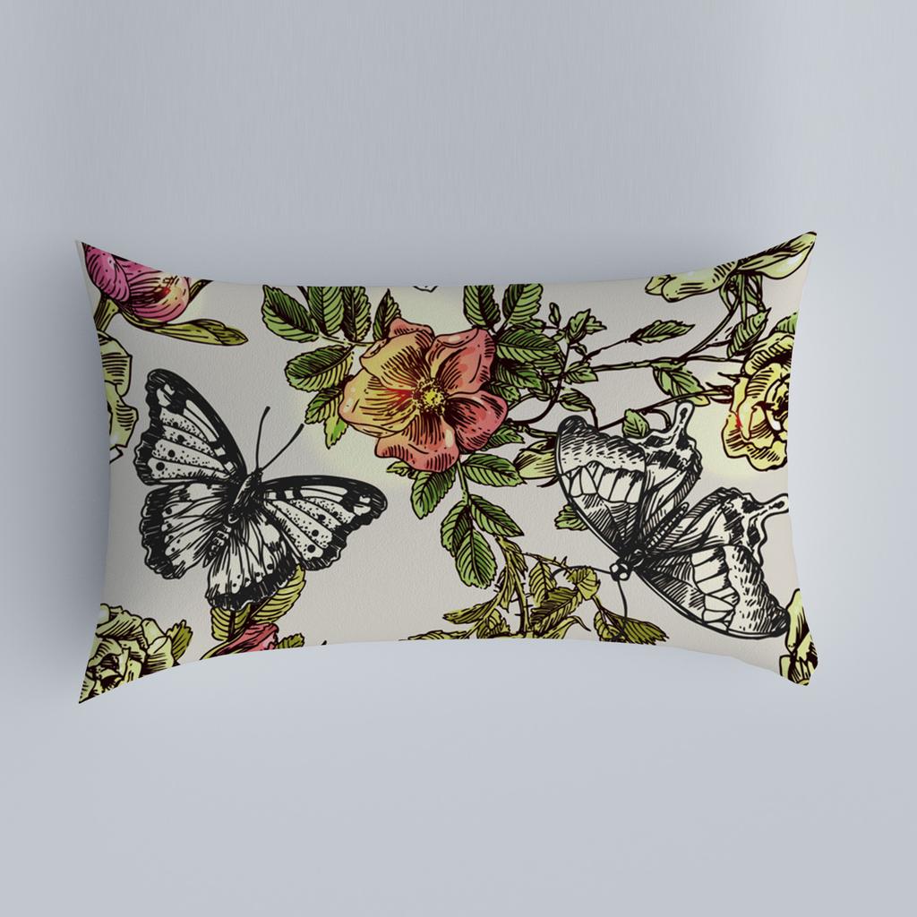 Bedroom Living Room Sofa Home Pillowcase Car Back Pillowcase Chinese Pillowcase Flower and Bird Pattern Cushion Cover