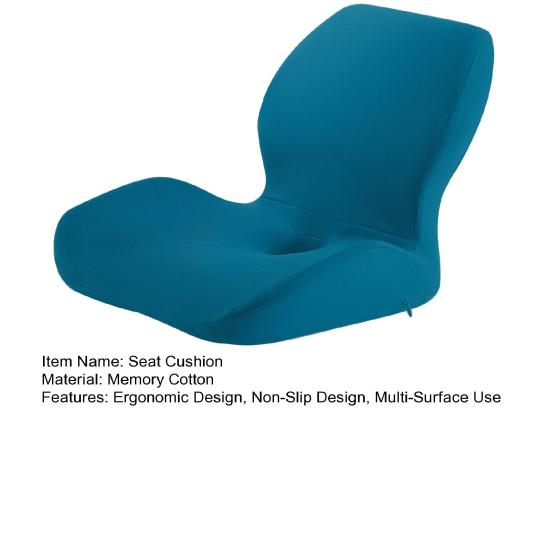 Memory Foam Seat Cushion Ergonomic Design One-piece Seat Cushion with Waist Support Anti-slip Backrest Cushion