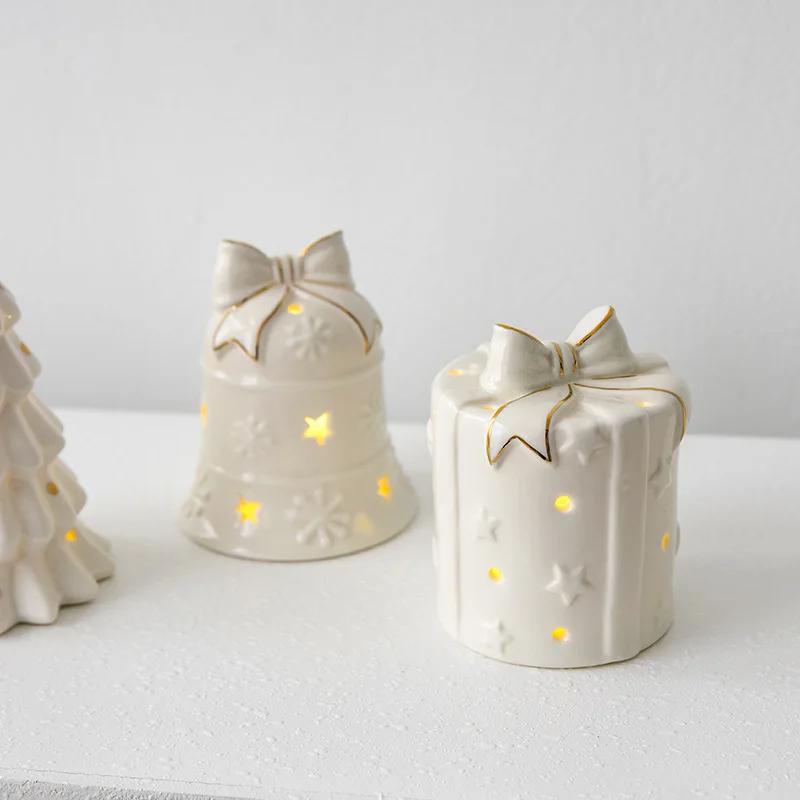 Glob Ceramic de Crăciun Clopoțel Sac de Cadou Ornamente de Birou pentru Casă Cadou de Crăciun Cadou de Anul Nou