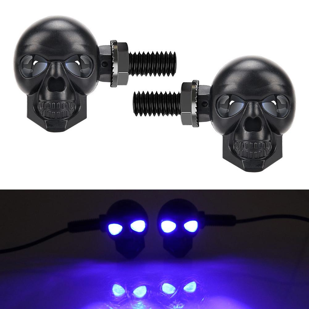 2PCS Motorcycle LED Skull Shape Waterproof Fog Light Auxiliary Turn Signal Light Taillight LED Indicator Light