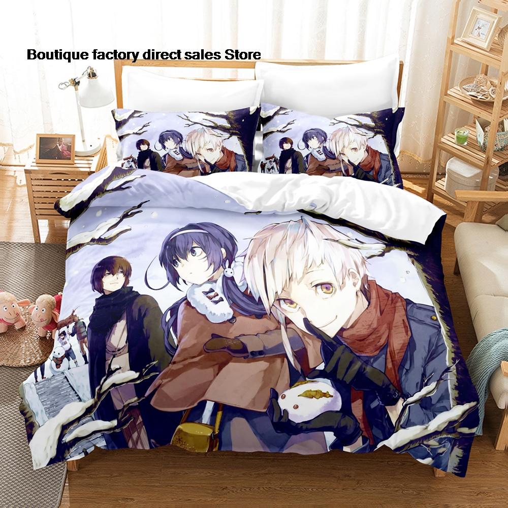 Anime Bungo Stray Dogs Bedding Set Single Twin Full Queen King Size Bed Set Kids Bedroom Duvetcover Sets Bed Sheet Set