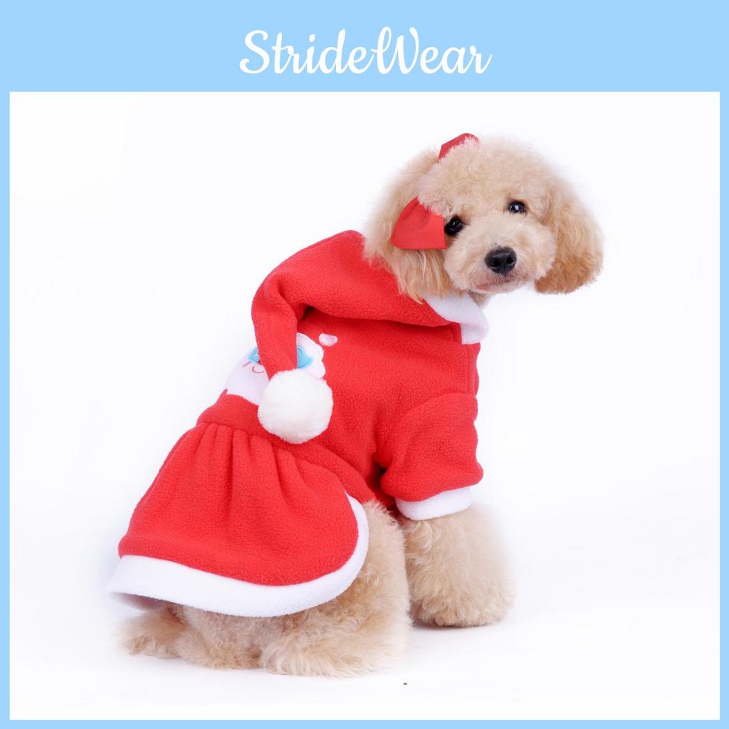Cozy And Stylish Christmas Pet Dog Dress Warm Dog Hoodie Sweaters Coat With Red Skirt
