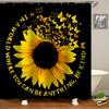 Sunflower Butterflies Shower Curtain for Bathroom Decor, Black and Yellow Bath Accessories, Waterproof Polyester with Hook