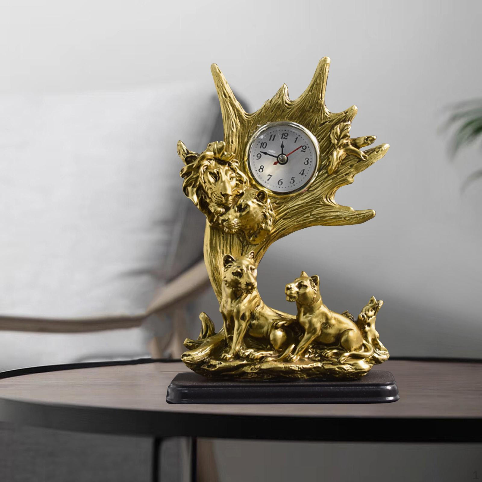 

Elegant Animal Table Clock for Home Office Decor Lion