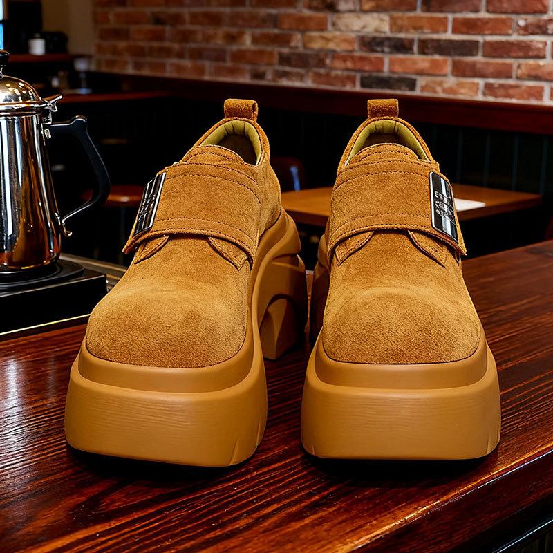 

Thick-soled muffin women s autumn new small inner height increase Velcro casual shoes 40 жёлтый