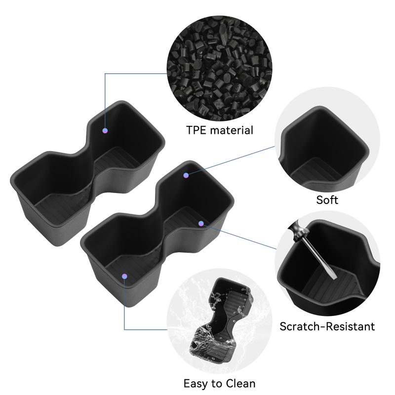For Hyundai Santa Fe 6/7 Seats 2024-2026 (3 Row Only) Door Side Cup Holder Insert Cup Box Shock-Absorbing Storage TPE Tidying