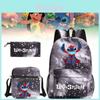 Adorable Stitch Print School Backpack Set Breathable Waterproof Oxford Fabric For Kids