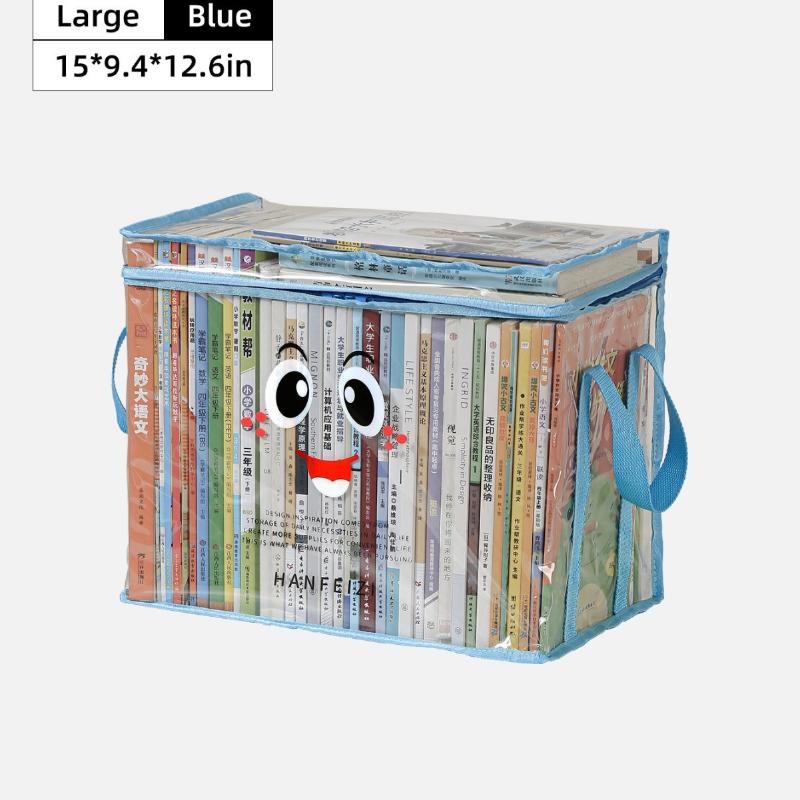 Transparent PVC Book Storage Box With Sturdy Handles And Large Capacity Perfect For Home Office School Dorm Storage