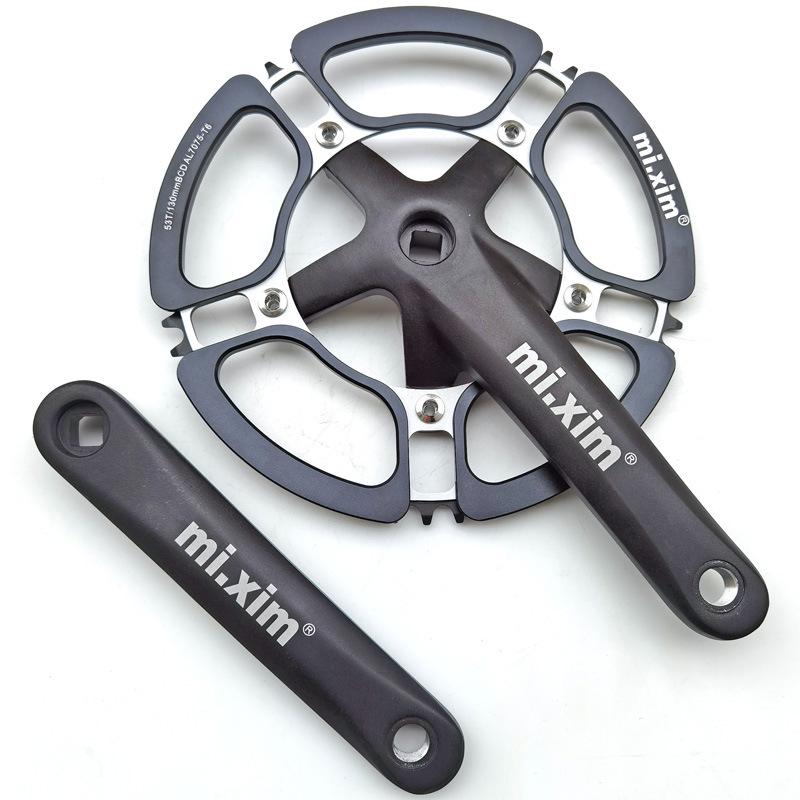 mi.xim 5-hole Petal Crankset: 45T/47T/53T/56T for Folding, Small Wheel, and Road Bikes, Single Chainring Crankset