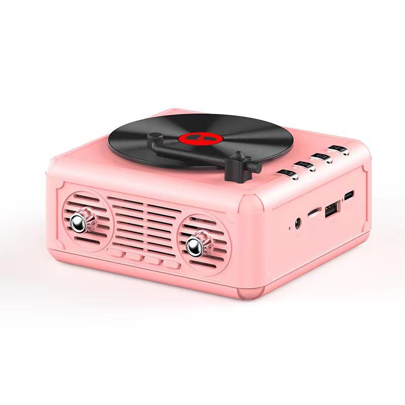 Retro Vinyl Record Player with Bluetooth & Subwoofer - Mini Wireless Desktop Ornament & Creative Gift Speaker