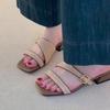 Modische Damen-Slipper mit eckiger Spitze und Absatz 2025 Sommer Neue Mode Schuhe Designer Slingback Sandalen Klassische Pumps Lässige Sandalias Mujer