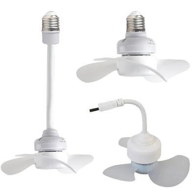 Ceiling Fan Lamp E27 Base/USB Indoor Ceiling Fan Light Hose Extender Light Bulb Fan with Socket for Bedroom Living Room