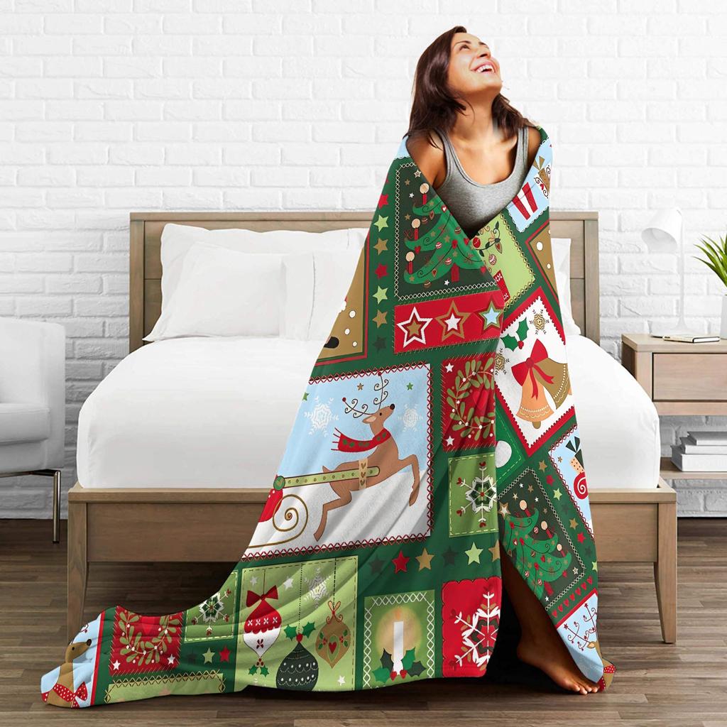 New Year Plaid & Pattern Soft Warm Blanket  Students Plush Bedding Throws Funny Couch Chair Flannel Bedspread Sofa Bed Cover