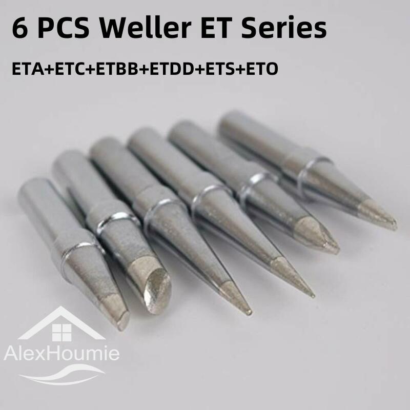 

6Pcs ET Soldering Iron Tips ETA/ETC/ETBB/ETDD/ETS/ETO Copper Welding Tip For Weller WE1010NA WESD51 WES50/51 China Mainland