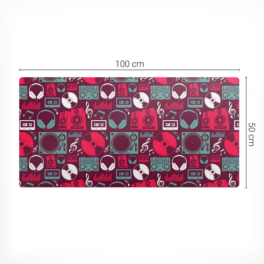 Anti-slip Gaming Mouse Pad Retro Music Pattern 100X50 Cm