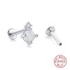 Sterling Silver Threaded Piercing Stud Earrings with Diamonds - Fashionable Cartilage Studs for Women