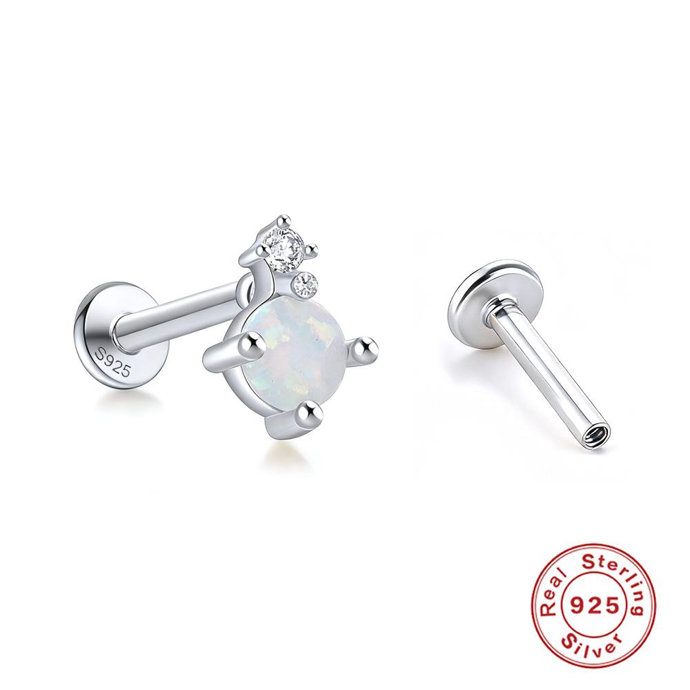 Ohrstecker mit Gewinde aus Sterlingsilber mit Diamanten - Modische Knorpelstecker für Damen