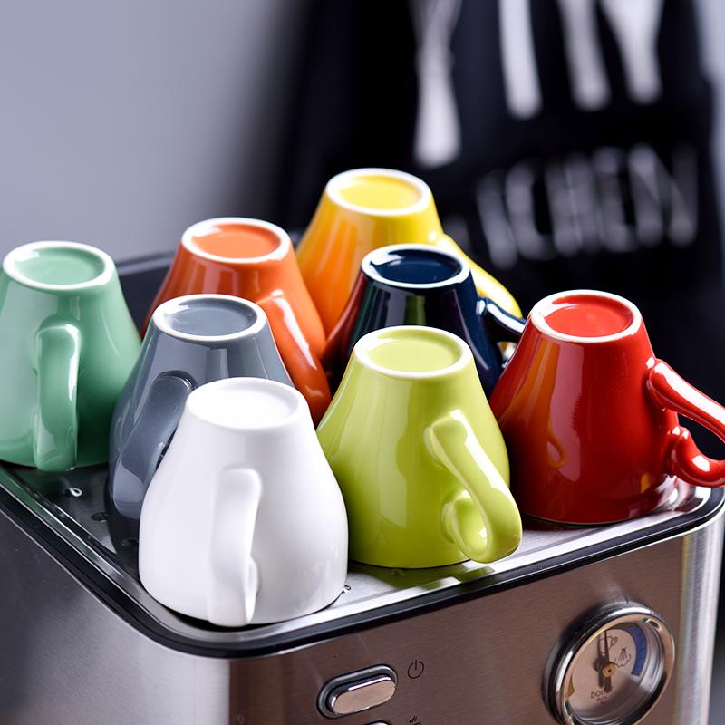 80cc Coloured Cheap Thick Ceramic Espresso Cups Saucer Set Cafe Household Caffe Latte Expresso Strong Coffee Mugs Tray Wholesale