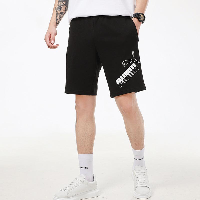 Puma Color-Block Logo Print Running Shorts Men Bottoms Black 588675-01