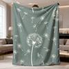 2026 Latest Flannel Blanket | One White Dandelion Print, Ultra Soft Comfortable Throw, Lightweight and Durable, Suitable for Sofa, Bed, Travel, and Ca