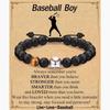 Adjustable Sports Bead Bracelet for Men: Football, Baseball, Basketball Stones