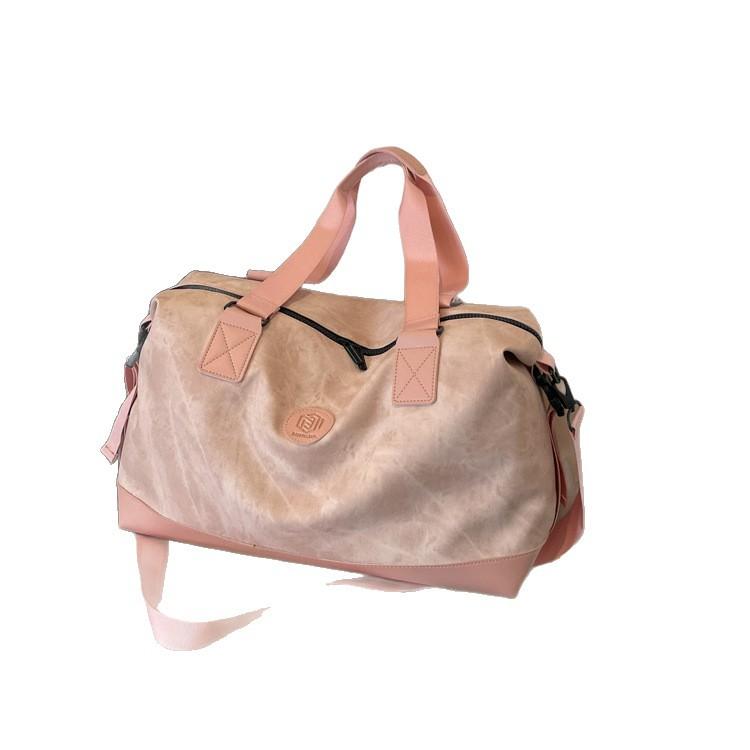 New soft leather travel bag for men and women, fashionable and lightweight sports and fitness bag, large-capacity casual handbag, yoga bag