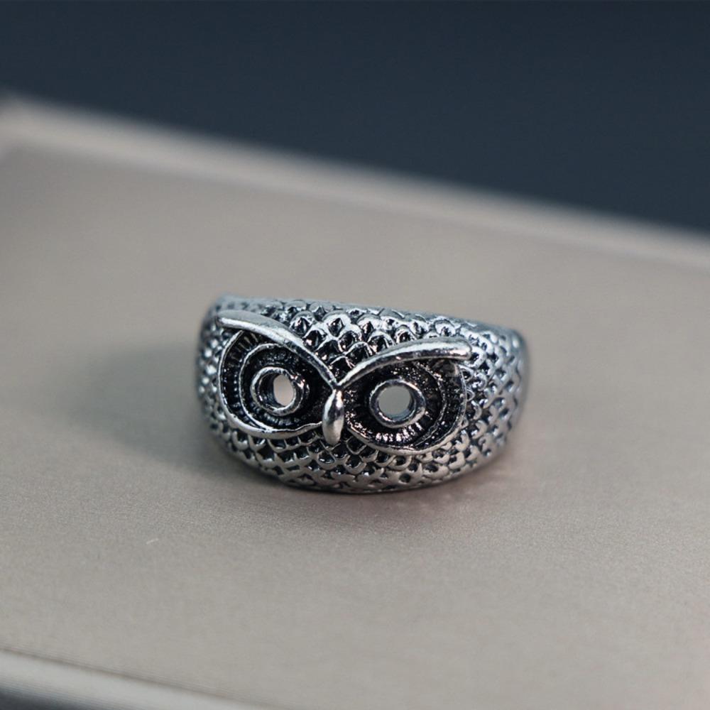 European and American Men's Trendy Metal Ring, Retro Style Cool and Handsome Design Totem Geometric Men's Ring