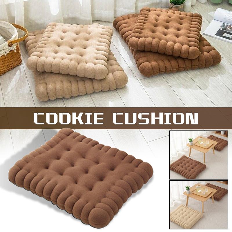 Plush Creative Biscuits Pillow Square Cookie Lifelike Food Snack Cushion Chair Car Seat Cushion Floor Yoga Mat Photo Props