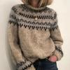 Damen Pullover 2026 Color Block Grobstrick - Amerikanische Mode, Rundhals, Trendige Vielseitige Strickware