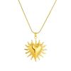 Gold Plated Sun Heart Pendant Snake Chain Necklace