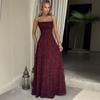 women's Floral Jacquard Halter Spaghetti Strap Backless Slim Fit Mermaid Maxi Dress