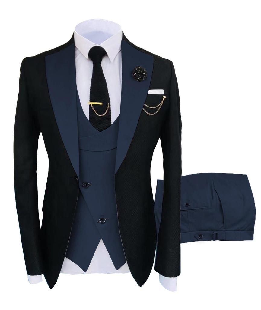Men's Slim Fit Wedding & Business Tuxedo Suit Set with Vest & Pants