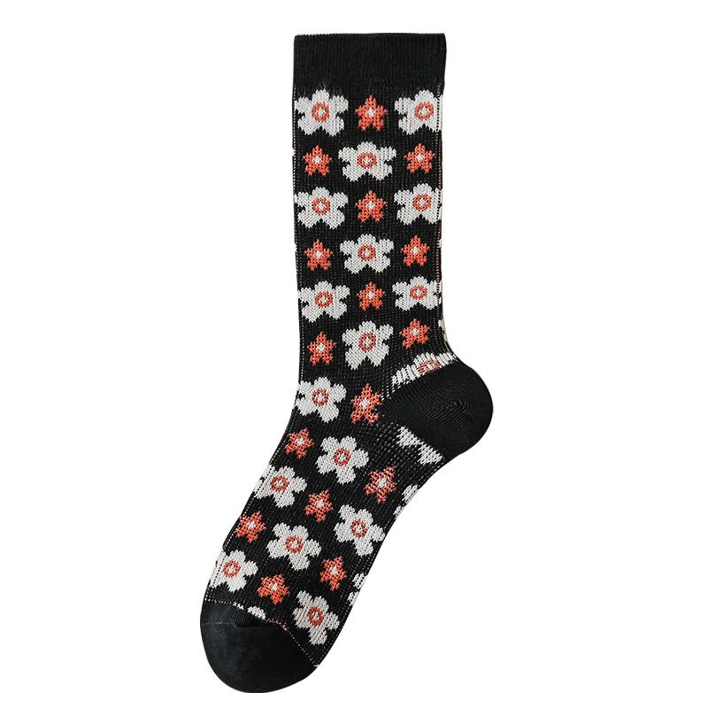 Retrofarbene High-Top-Socken für Damen im Herbst und Winter und Mid-Top-Socken aus gekämmter Baumwolle für Damen im Frühling und Herbst