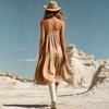 Women’s Fashion Vacation Ruffle Hem Asymmetrical Hem Spaghetti Strap Dress Flowy Sleeveless Sundress for Casual Beach Wear