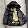 Kids' Black & Gold Thickened Down Puffer Jacket - Winter Coat for Boys & Girls