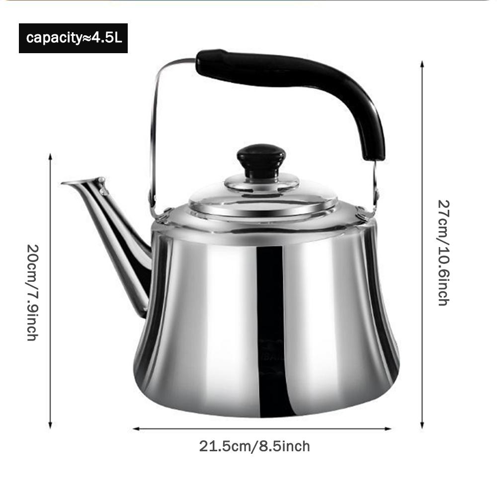 

Чайник-свисток из нержавеющей стали 304, Кастрюля для супа для ресторана, Универсальный чайник для кипячения для газовой и индукционной плиты, 4,5 л 4.5L