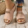 Fish Mouth One Line with Metal Accessories Rocker Shoes Summer New Beach Peep Toe Slipper Women