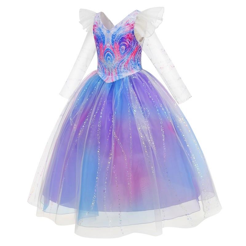 Wicked Childrens Princess Dress With Tulle Fabric For Halloween Cosplay Kids Age 3-8