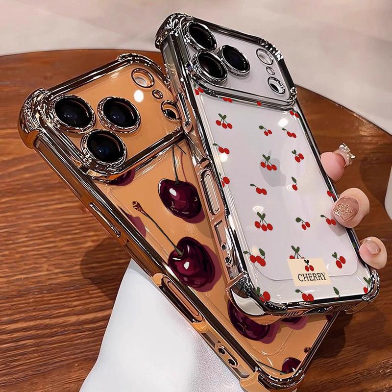 Red Cherry Shockproof Airbag Case For Xiaomi Redmi 15C 15 14C 12C 10C Note 15 Pro 4G 12 13 14 Pro Plus 5G 11S 11 Pro 12S Cover