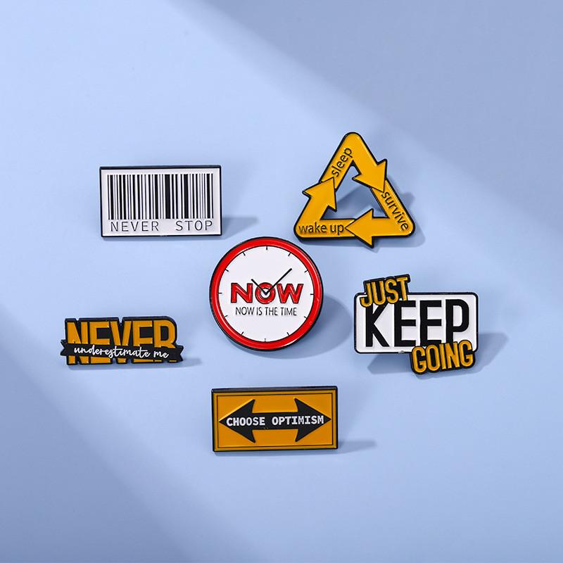 Creative Inspired Cartoon American Style Brooch Featuring Motivational Letters For Trendy Bags