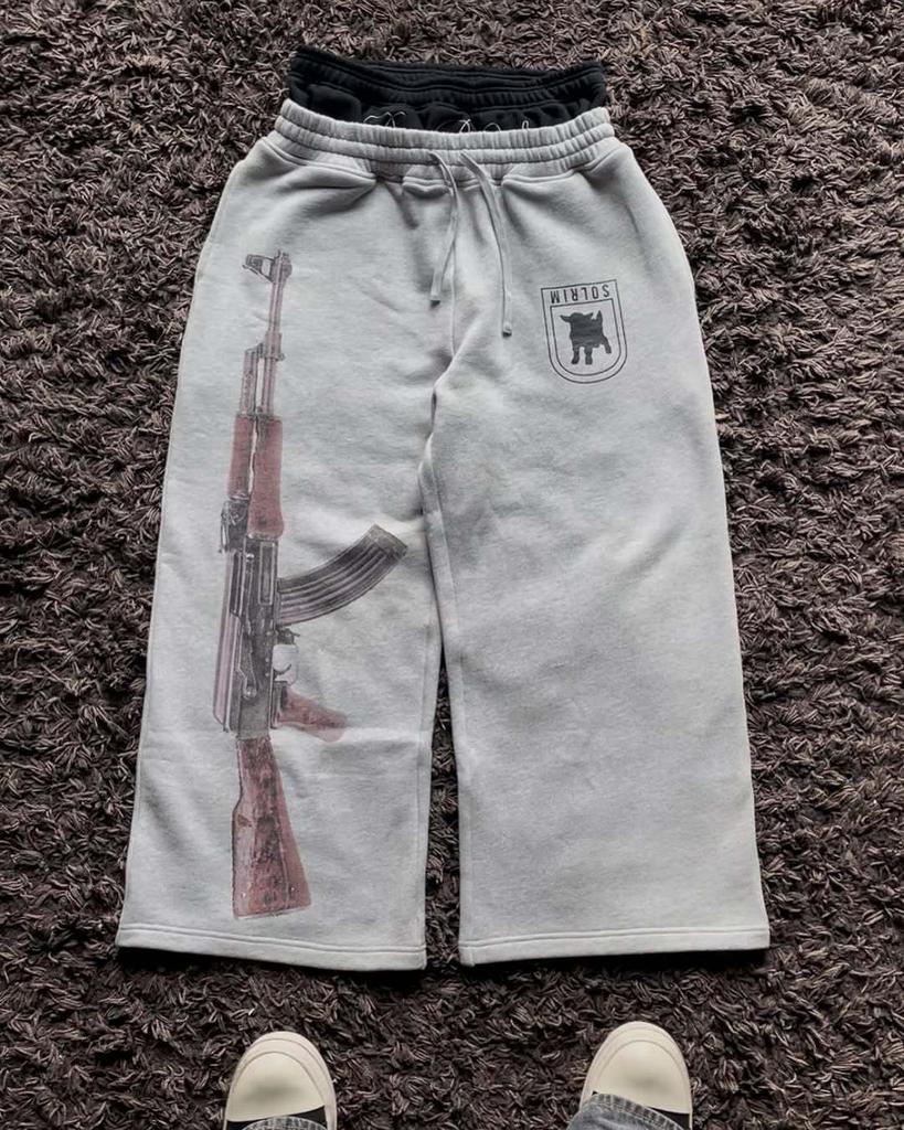 Unisex Doppelbund Gestickte Bedruckte Gerade Bein Jogginghose Street Hip Hop Stil Kordelzug Lässige Sporthosen Paar Locker Sitzende Schweißhosen