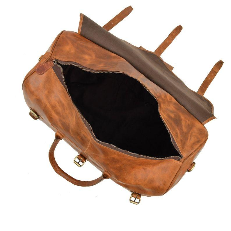 Leather Duffle Bag: Handmade Brown Weekender Travel Bag